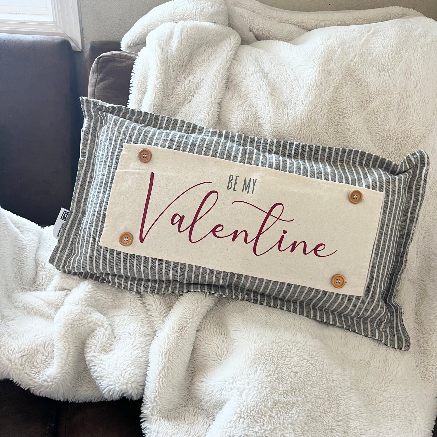 Custom Wedding Gift Bundle:  3 seasons + CHARCOAL/GALVINIZED STRIPES pillow + custom last name panel & BEEHIVE / NEW CMAS TRUCK / BE MY VALENTINES / CUSTOM PANEL