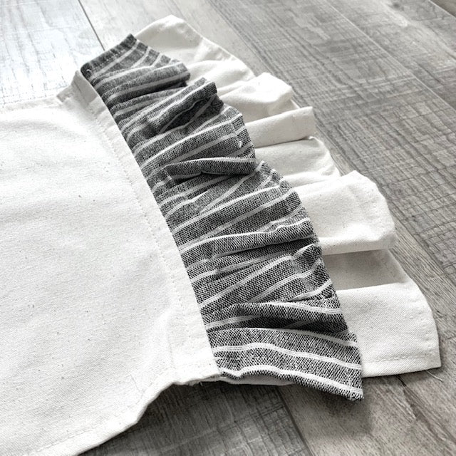 Matching Table Runner: CHARCOAL/CREAM STRIPES RUNNER