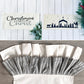 2 GLITTER PANELS & RUNNER BUNDLE: RECTANGLE Holiday Pillow Cover Panel Christmas Winter: Runner Combo GLITTER CHRISTMAS BEGINS WITH CHRIST / NATIVITY SILOUETTE + CHARCOAL/GREY STRIPES TRABLE RUNNER