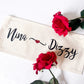 Glitter Custom Name Red Heart Panel:  Valentine, Wedding, Anniversary -  Red Glitter Heart Swirl Scroll Name
