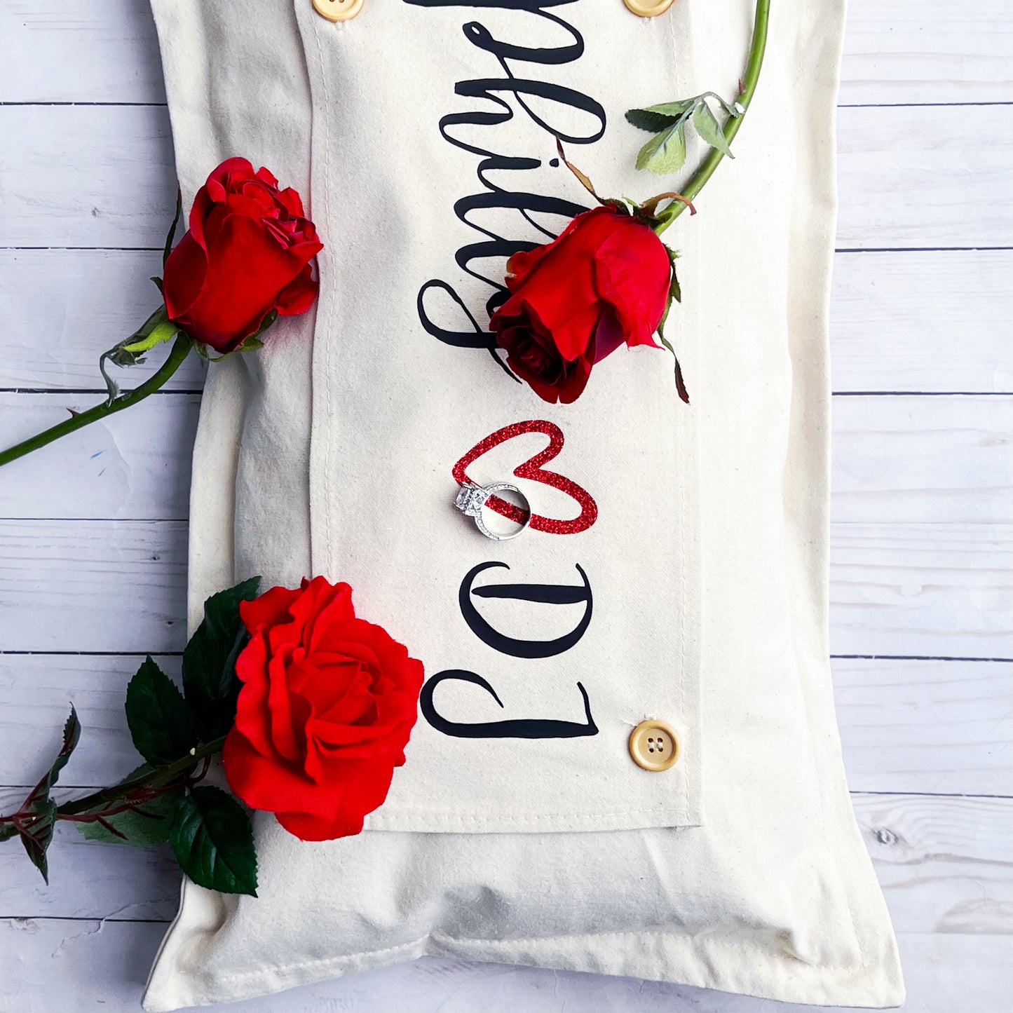 Glitter Custom Name Panel:  Love Bling Glitz Pookie Valentine Wedding Anniversary - CUSTOM NAME OPEN RED HEART