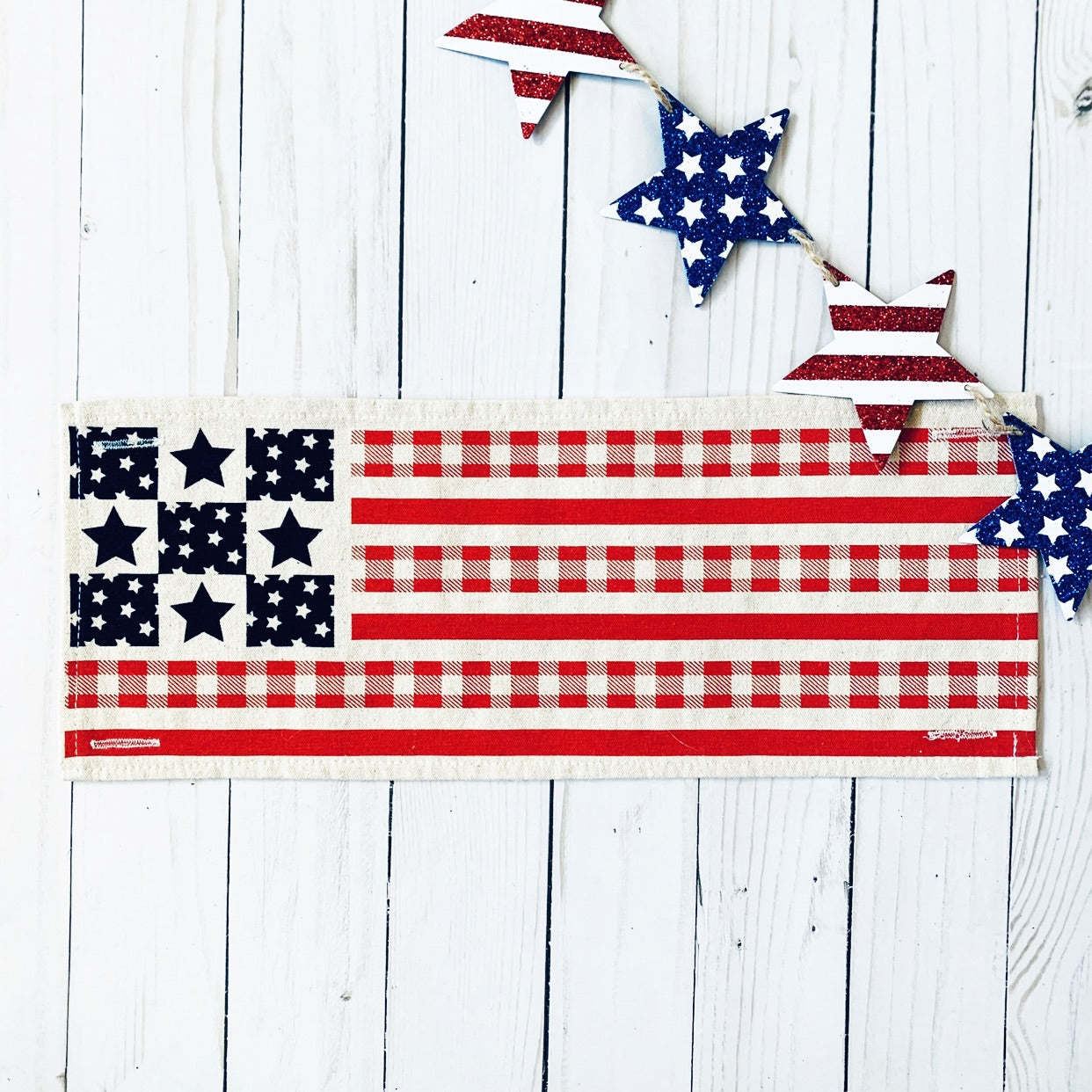 Holiday Panel: Summer; Picnic Table Cloth Stars America Barn Quilt American Flag