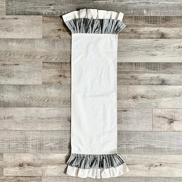 Matching Table Runner: CHARCOAL/CREAM STRIPES RUNNER